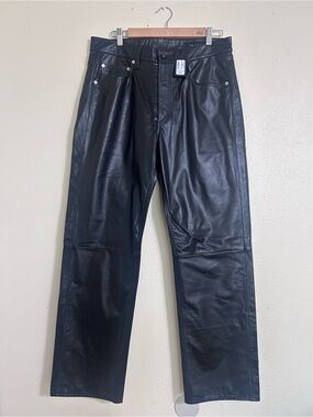 Rag & Bone Black Straight Leather Jeans